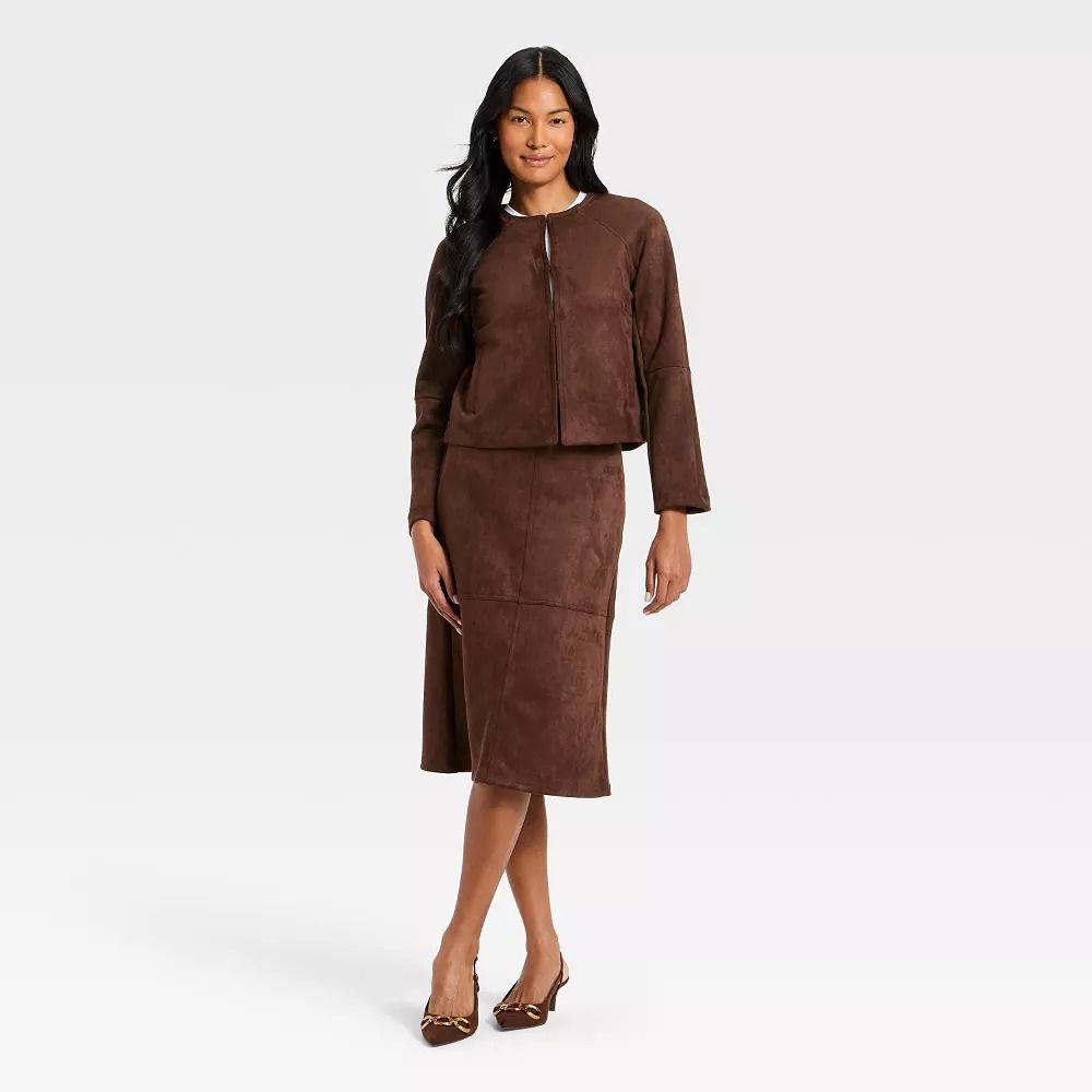 Women's Suede Jacket - A New Day Brown M